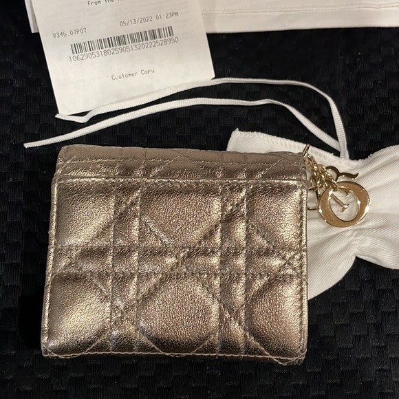 NIB Lady Dior Lotus Wallet in Metallic Gold - Picture 3 of 16